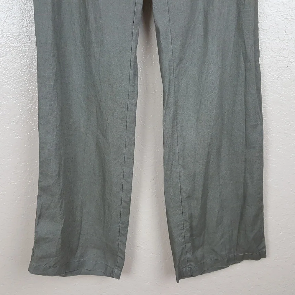 H&M Women's Pants Size 4 100% Linen Brown TA14**